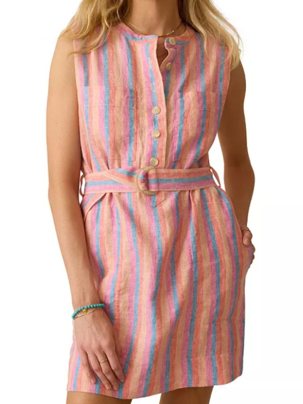 Faherty Avalon Dress, Size L 100% linen